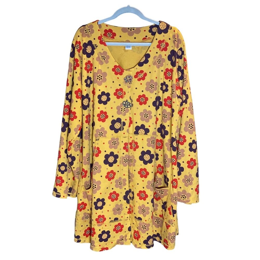 Long 100% Cotton Cardigan Boyfriend 2 Button Top Open Bottom Side Pocket USA